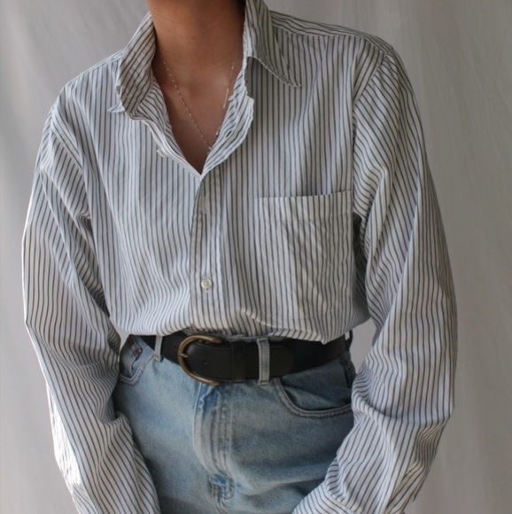 Blue & White Striped Oxford Shirts